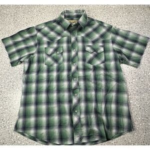 Vintage Wrangler Shirt Mens‎ XL Green Blue Plaid Pearl Snap Western Rodeo Cowboy
